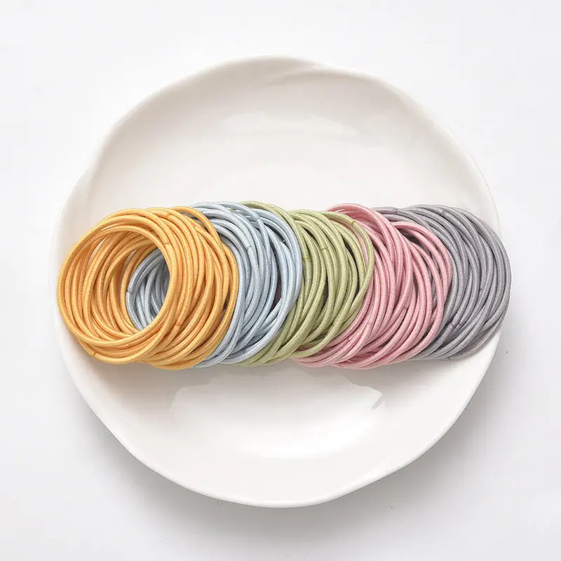 Black Seamless Rubber Hair Ties for Women