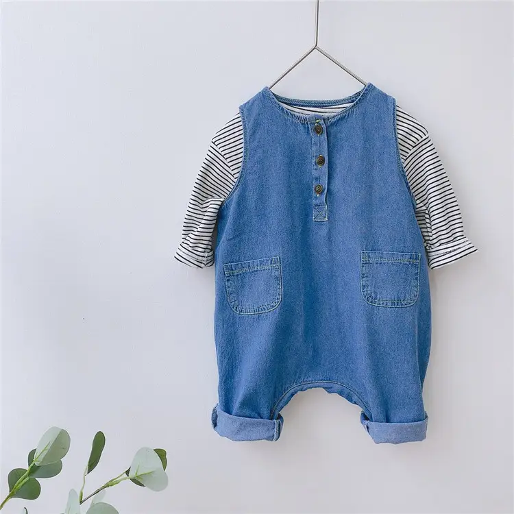 Blue Denim Overalls for Baby Boys Girls Autumn - Image 6