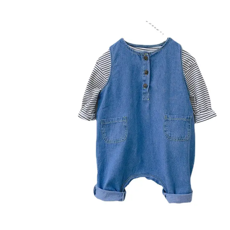Blue Denim Overalls for Baby Boys Girls Autumn - Image 7