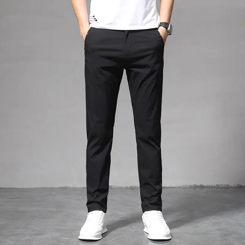 Men Slim Fit Stretchy Grey Summer Pants - Image 2
