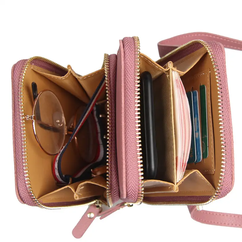 2023 Women's Pink Zipper Shoulder Bag with Multiple Compartments
