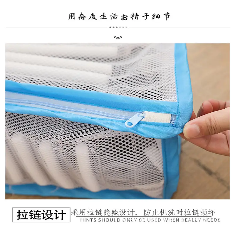 Factory Direct Polyester Mesh Laundry Bag Blue Zipper - Image 3