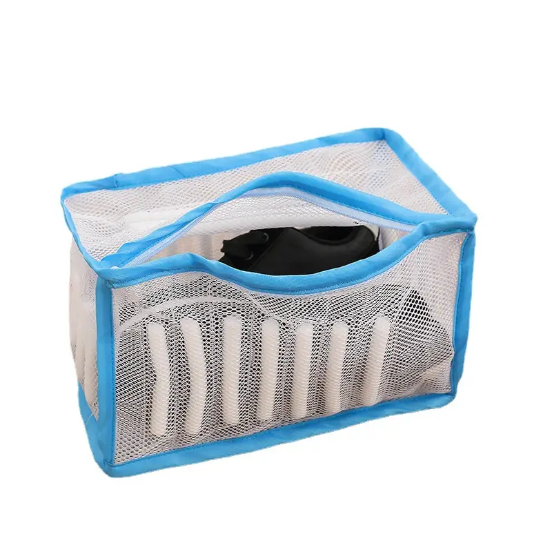 Factory Direct Polyester Mesh Laundry Bag Blue Zipper - Image 5