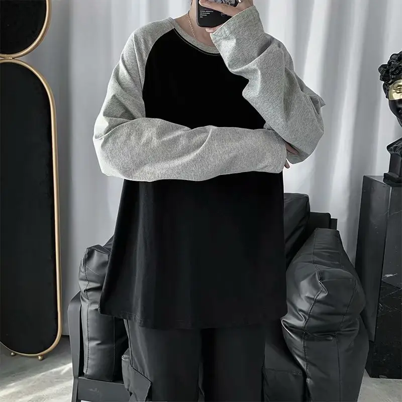 Men's 2020 Spring Gray Black Raglan Sleeve T-Shirt - Image 6
