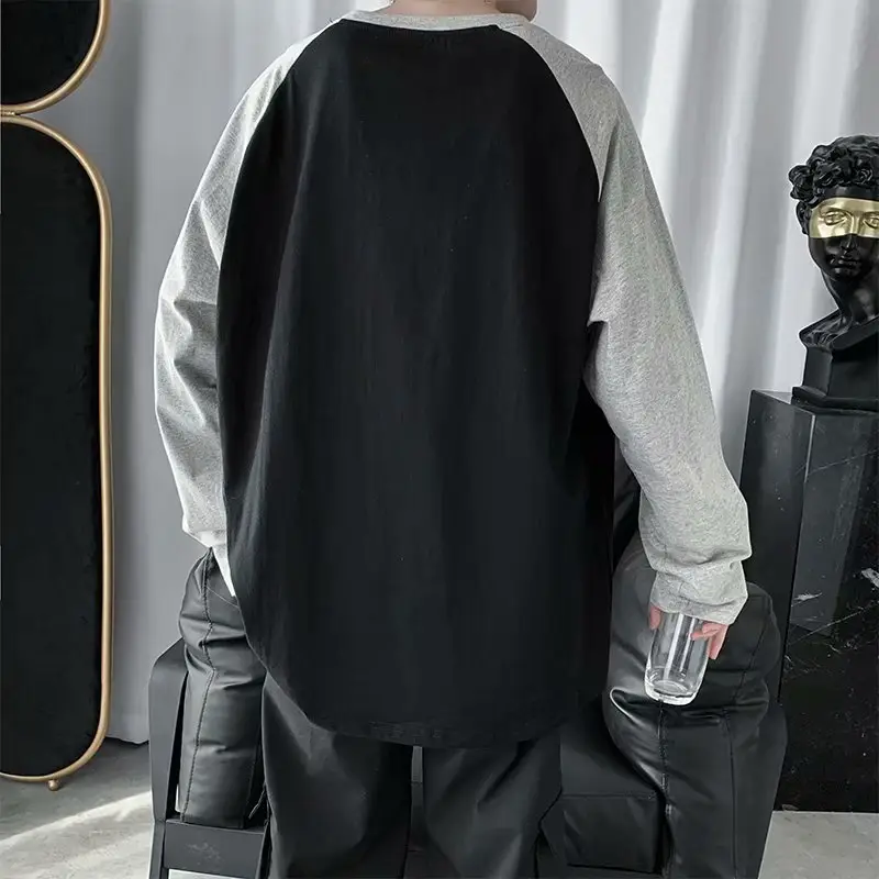 Men's 2020 Spring Gray Black Raglan Sleeve T-Shirt - Image 7