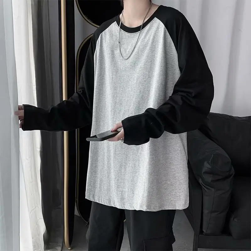 Men's 2020 Spring Gray Black Raglan Sleeve T-Shirt - Image 9