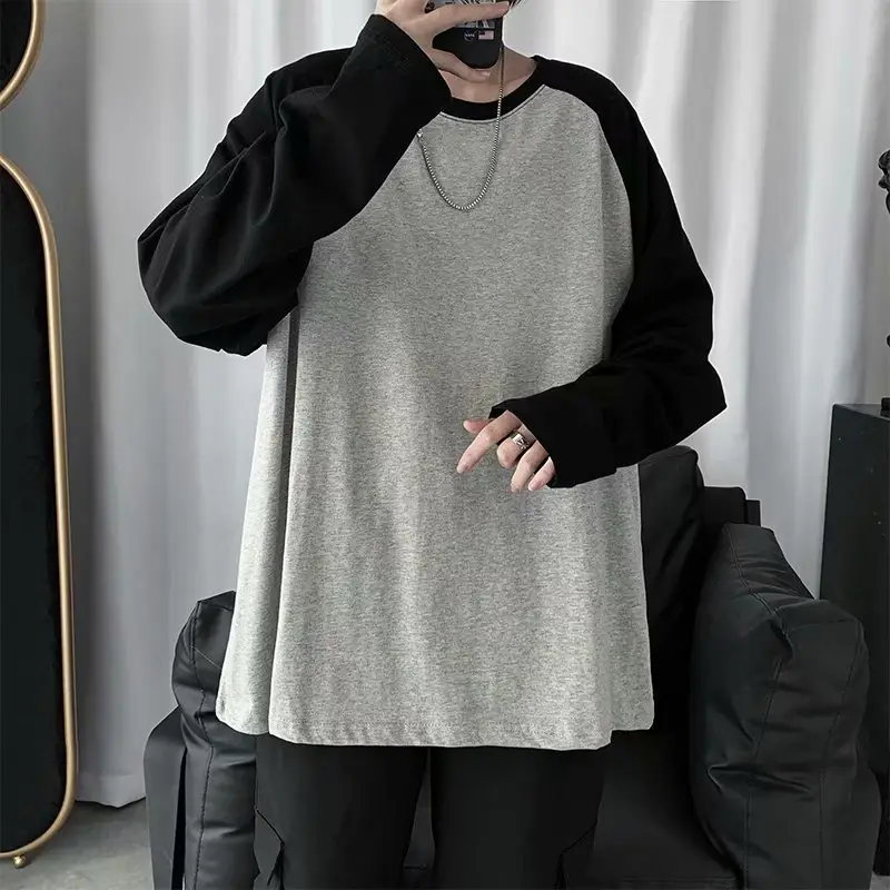 Men's 2020 Spring Gray Black Raglan Sleeve T-Shirt - Image 2