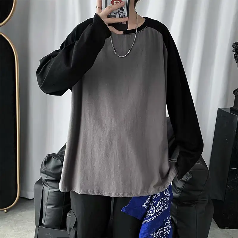 Men's 2020 Spring Gray Black Raglan Sleeve T-Shirt - Image 4