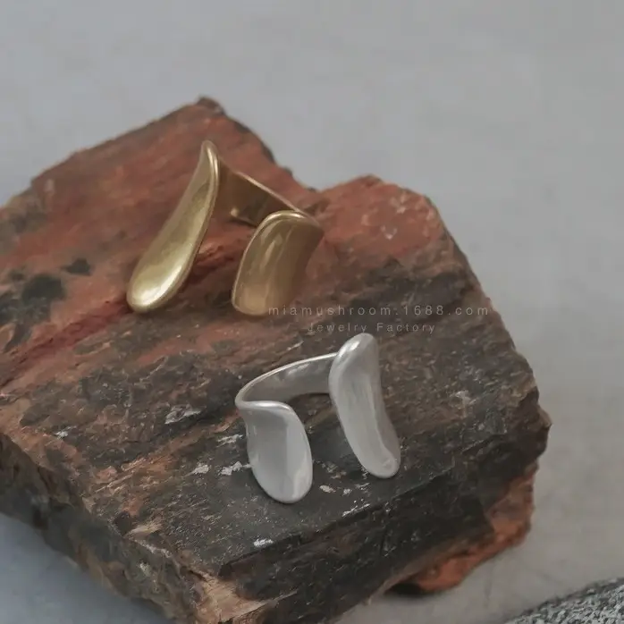 Gold Geometric Women's Ring Open Ring Japan Korea - Image 4
