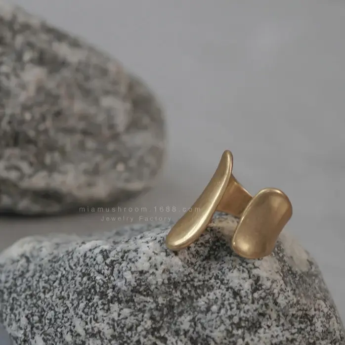 Gold Geometric Women's Ring Open Ring Japan Korea - Image 5