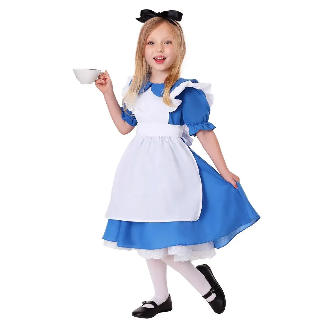 Maid Costume for Girls & Adults Blue White Dress - Image 4
