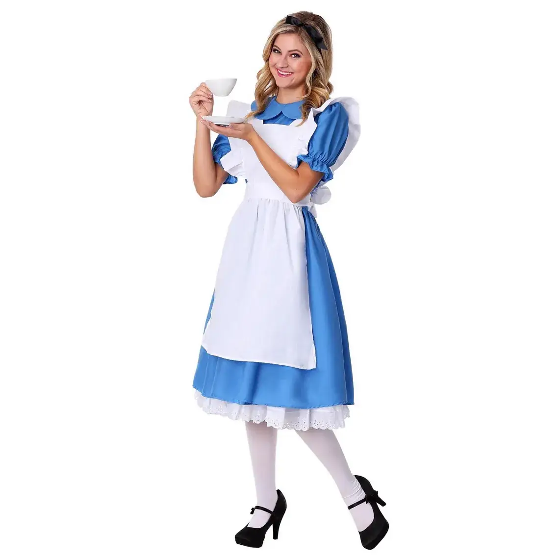 Maid Costume for Girls & Adults Blue White Dress - Image 6
