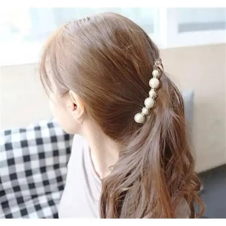 Korean Pearl Banana Hair Clips Vertical Twist Clip - Image 8