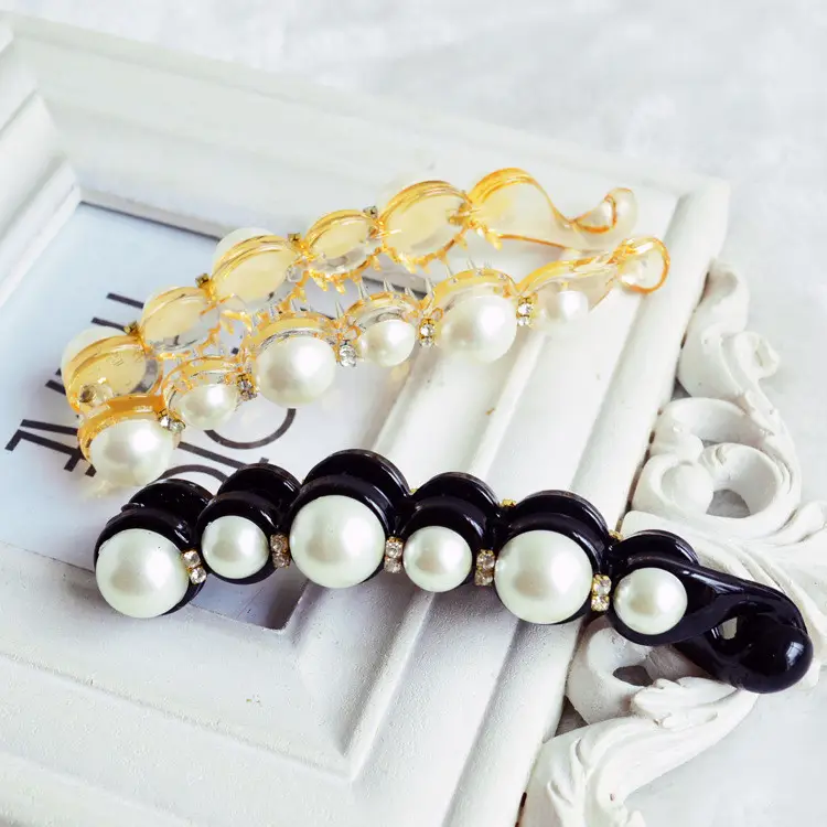 Korean Pearl Banana Hair Clips Vertical Twist Clip - Image 10