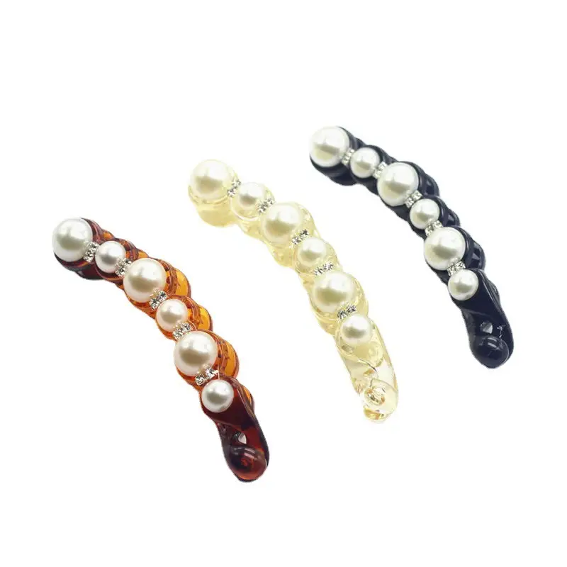 Korean Pearl Banana Hair Clips Vertical Twist Clip - Image 11