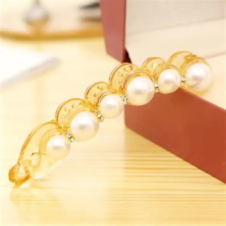 Korean Pearl Banana Hair Clips Vertical Twist Clip - Image 2