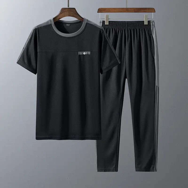 Middle-aged and elderly sports suit men's summer leisure suit men's father's summer short sleeve pants - Image 2
