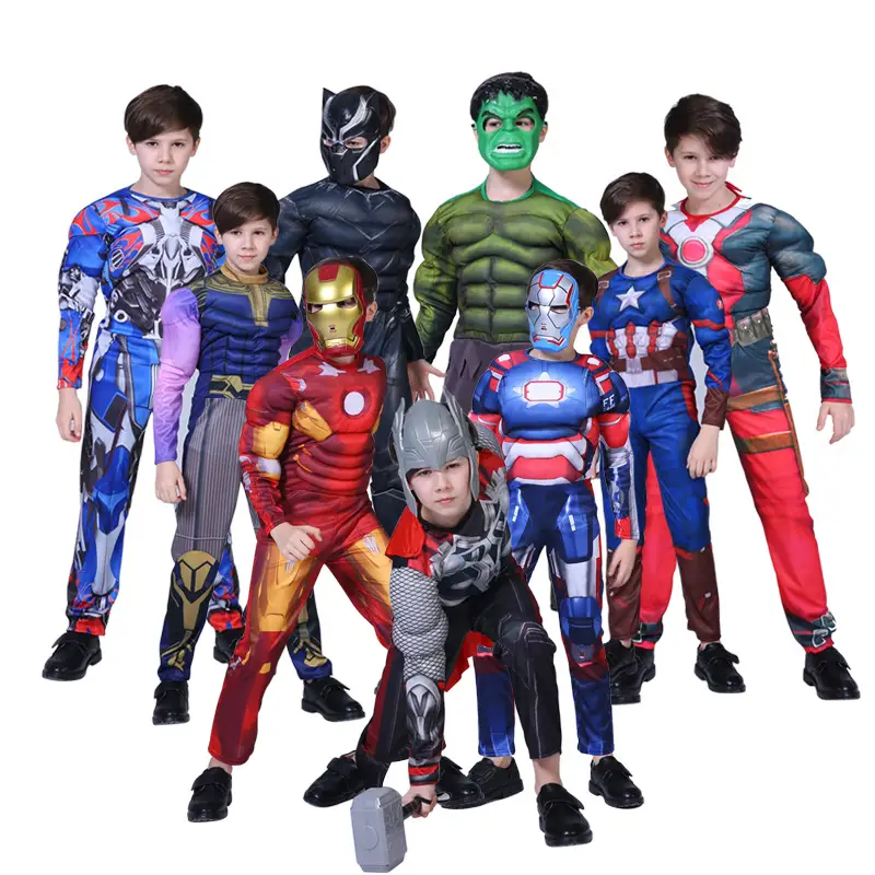 Halloween Avengers Children Anime Muscle Performance Suit US Team Superman Thanos Iron Man Panther cos