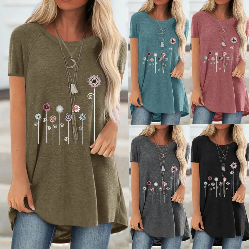 Women Printed T-Shirt Maroon Casual Plus Size Round Neck - Image 7