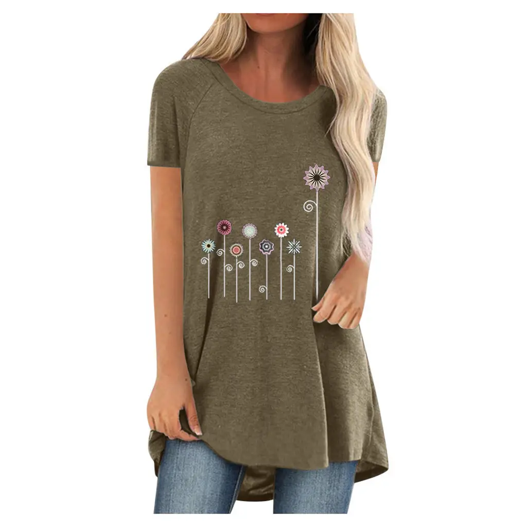 Women Printed T-Shirt Maroon Casual Plus Size Round Neck - Image 11