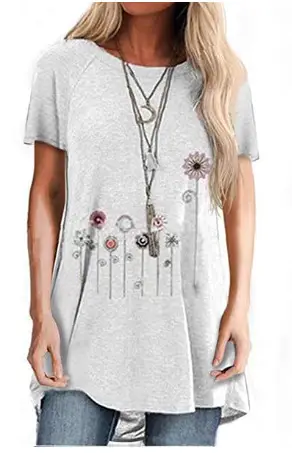 Women Printed T-Shirt Maroon Casual Plus Size Round Neck - Image 6