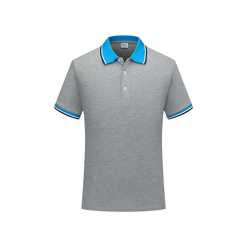 Factory Summer Polo Shirt Sweat Absorbent Blue - Image 4