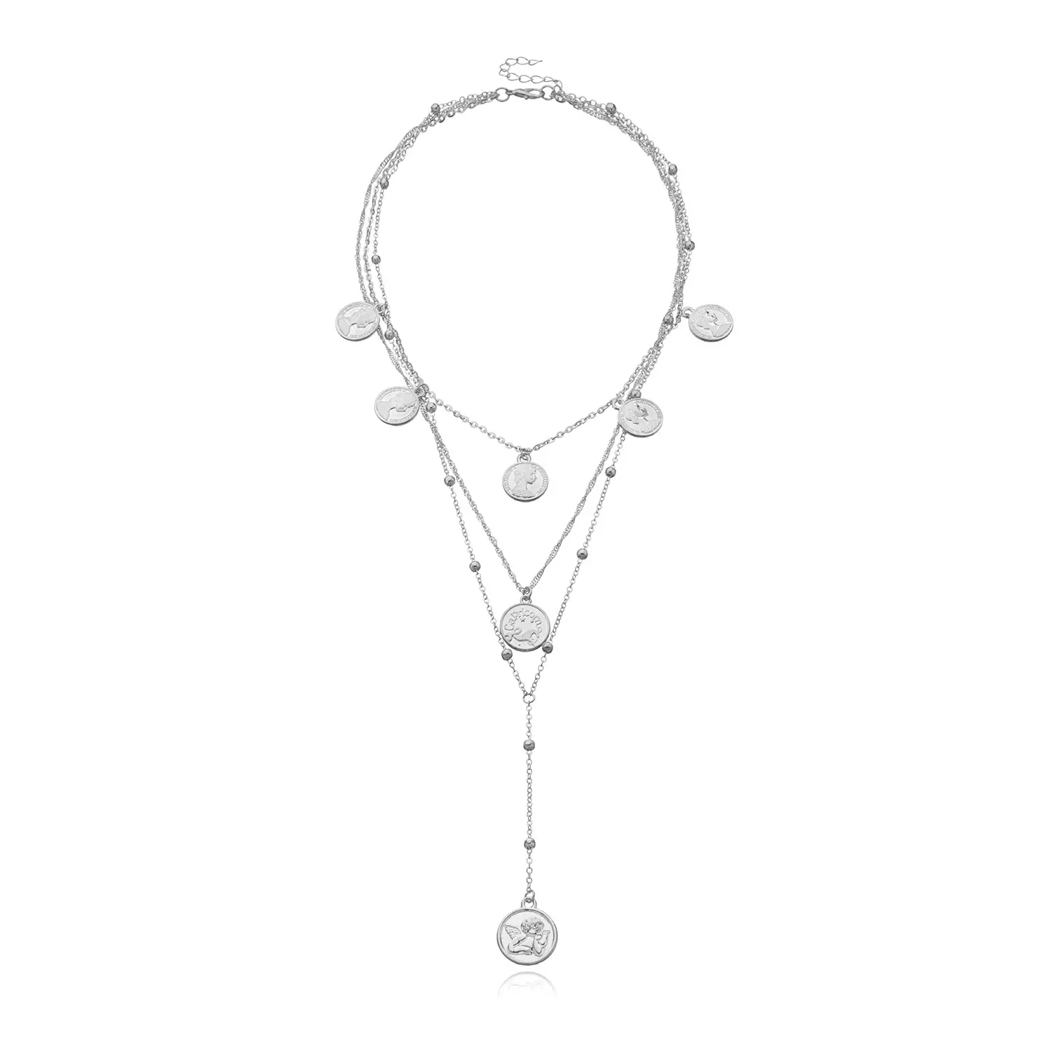 Multi-Layer Alloy Bead Necklace for Women 40cm Long