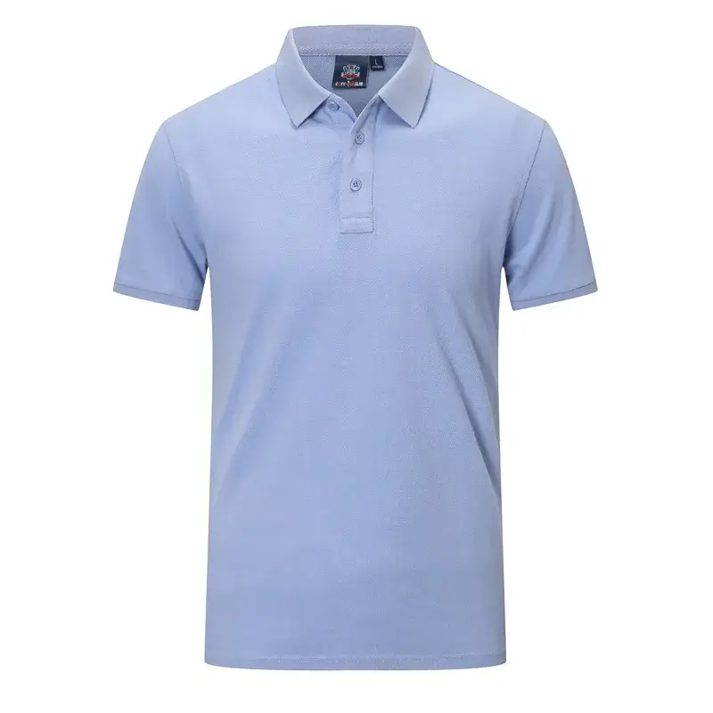 Men Green Cotton Polo T-Shirt Short Sleeve Logo