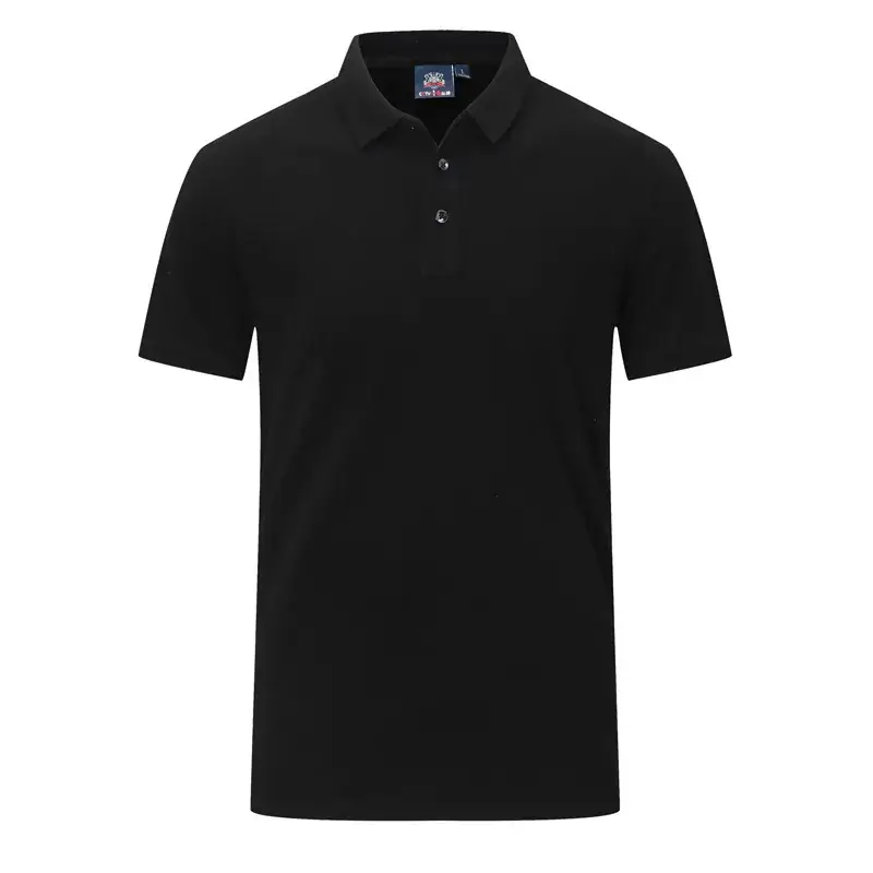 Men Green Cotton Polo T-Shirt Short Sleeve Logo