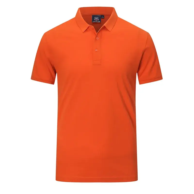 Men Green Cotton Polo T-Shirt Short Sleeve Logo
