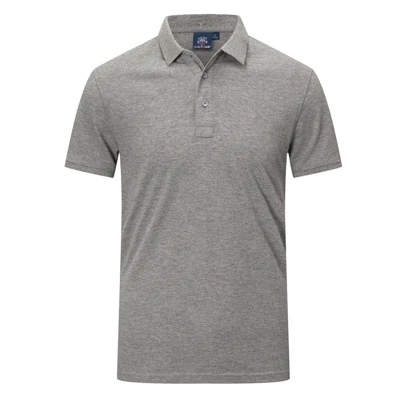 Men Green Cotton Polo T-Shirt Short Sleeve Logo