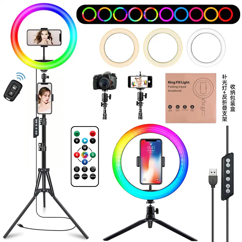 RGB Ring Light for Selfie Photo Tripod Stand