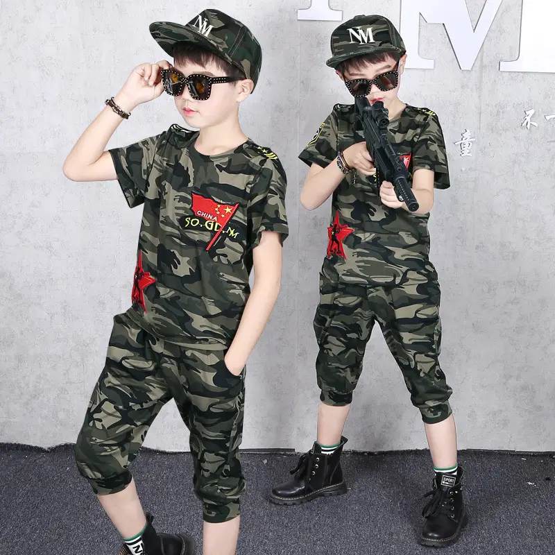 Boys Camouflage 2-Piece Suit Medium Large Summer Wear - Image 2