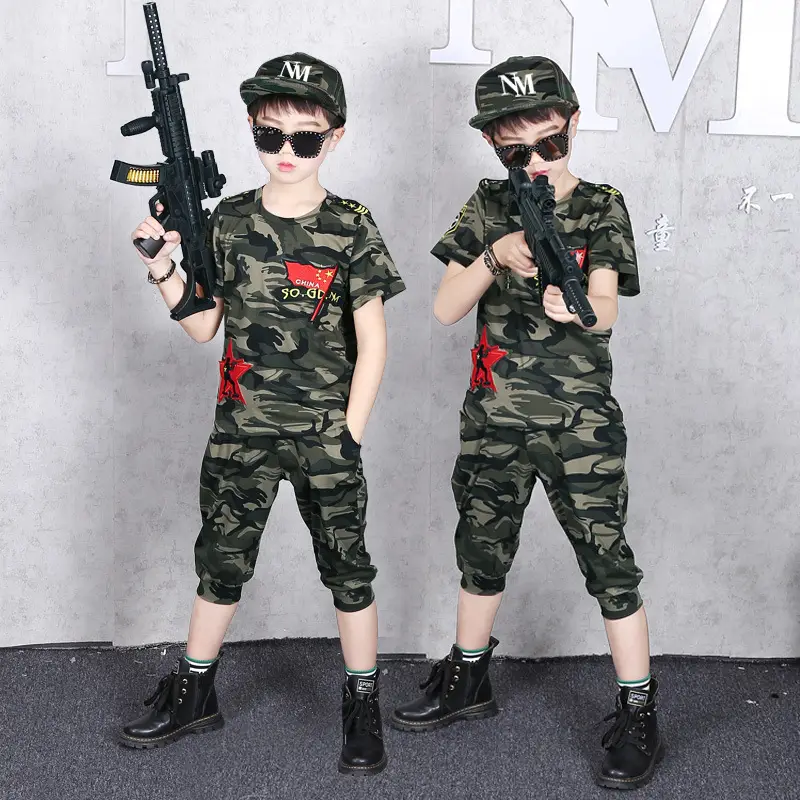Boys Camouflage 2-Piece Suit Medium Large Summer Wear - Image 4