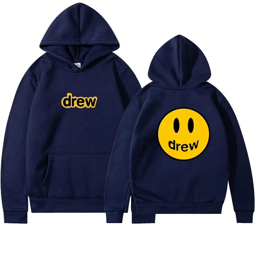 Drew Smiling Face Hoodie Set Purple Men Women - Image 12