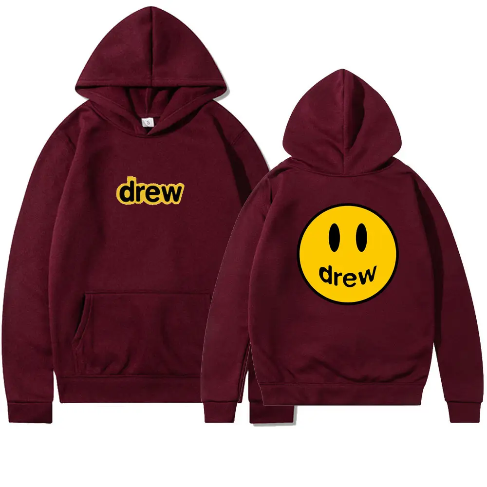 Drew Smiling Face Hoodie Set Purple Men Women - Image 15