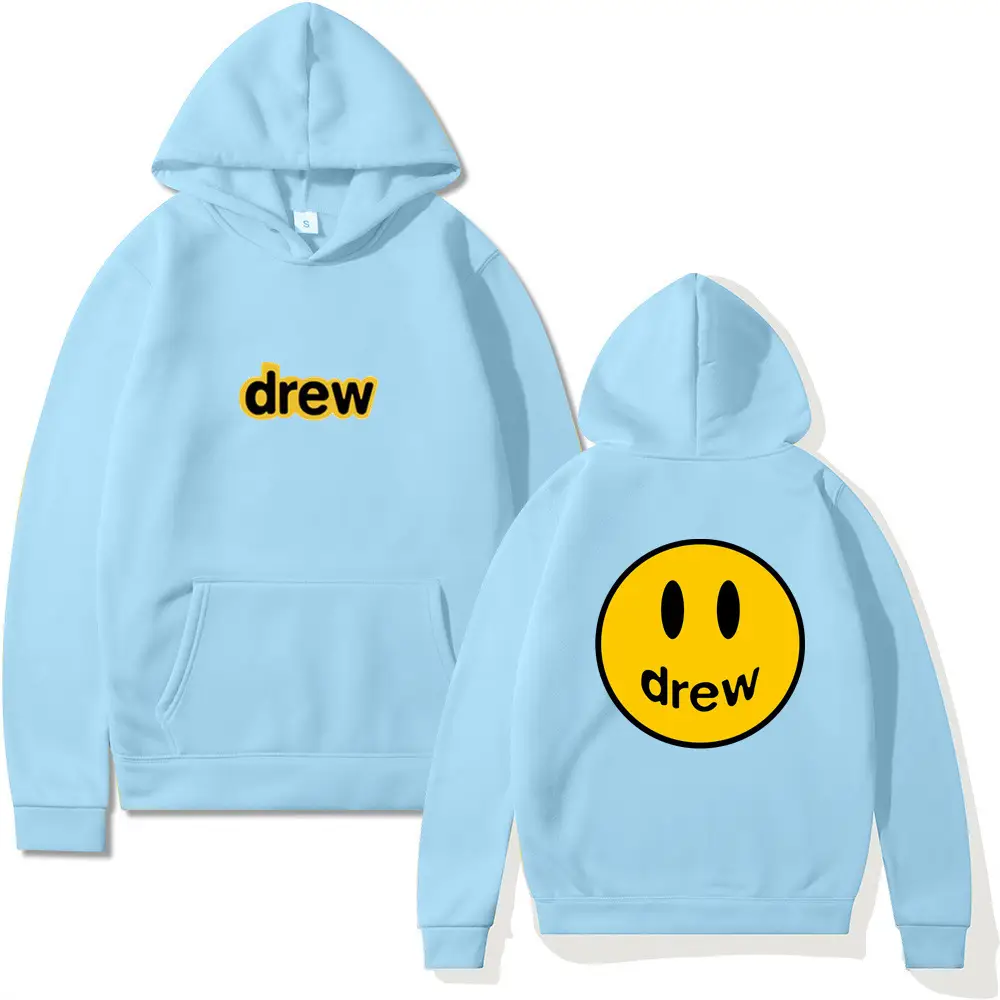 Drew Smiling Face Hoodie Set Purple Men Women - Image 16