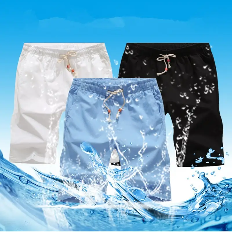 Men Cotton Beach Shorts Large Light Blue - Image 10