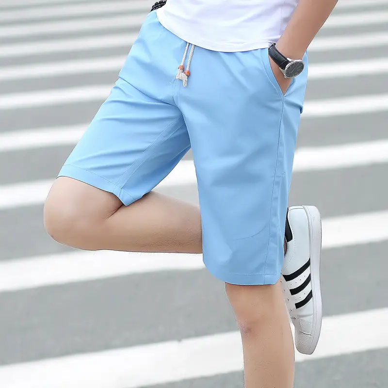 Men Cotton Beach Shorts Large Light Blue - Image 7