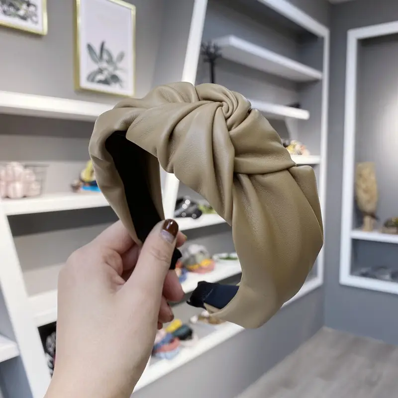 Women's Pressed Hair Band with Leather & PU Material - Image 5