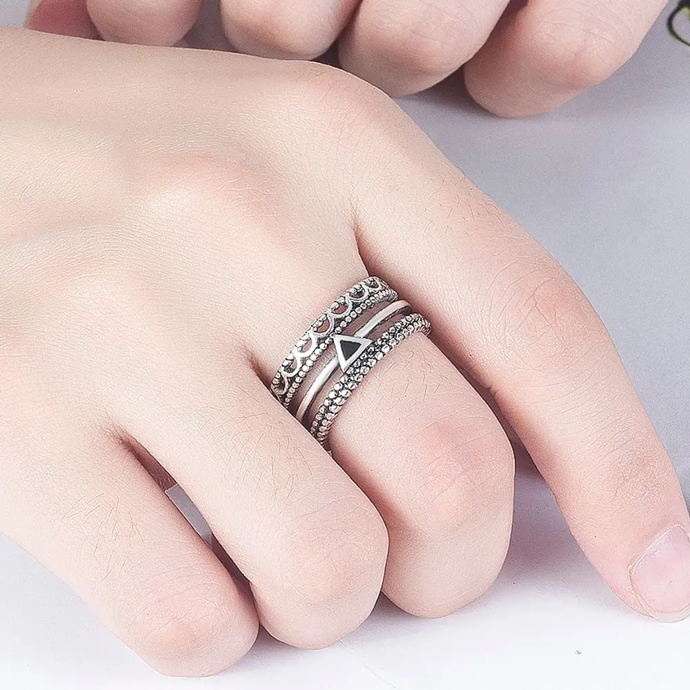 Vintage Japanese Style Distressed Silver Ring for Men Women