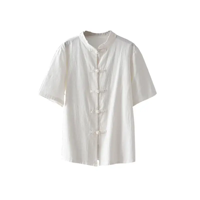 Women Chino Shirt Cotton Linen 2025 Spring Summer