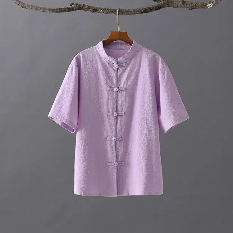 Women Chino Shirt Cotton Linen 2025 Spring Summer
