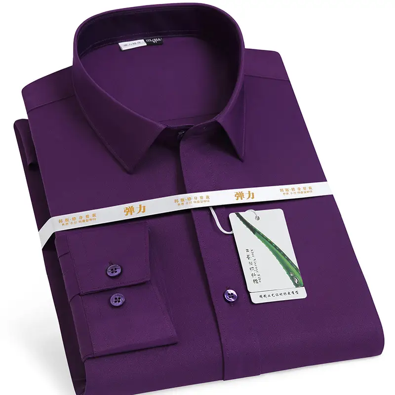 Men's Navy Blue Slim Fit Business Shirt - Image 3