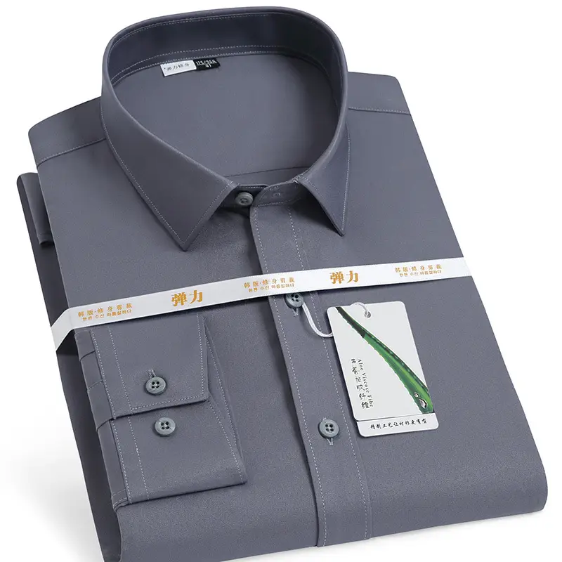 Men's Navy Blue Slim Fit Business Shirt - Image 5