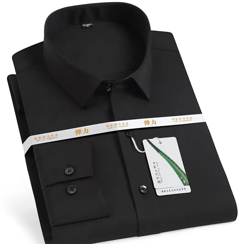 Men's Navy Blue Slim Fit Business Shirt - Image 6