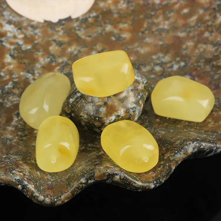 Natural Yellow Honey Barrel Beads for DIY Bracelets - Image 3