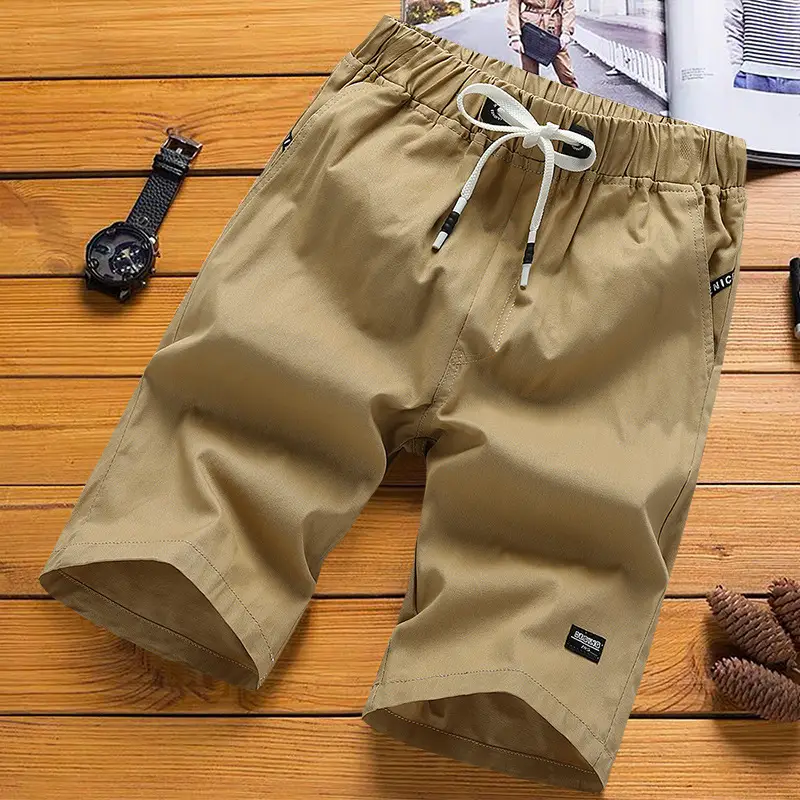 Men's Slim Fit Summer Casual Shorts Tan - Image 2