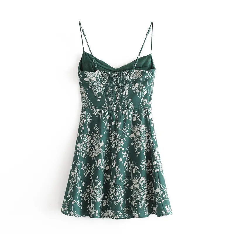 Green Floral Ruffled Dress for Women Spring New - Image 2