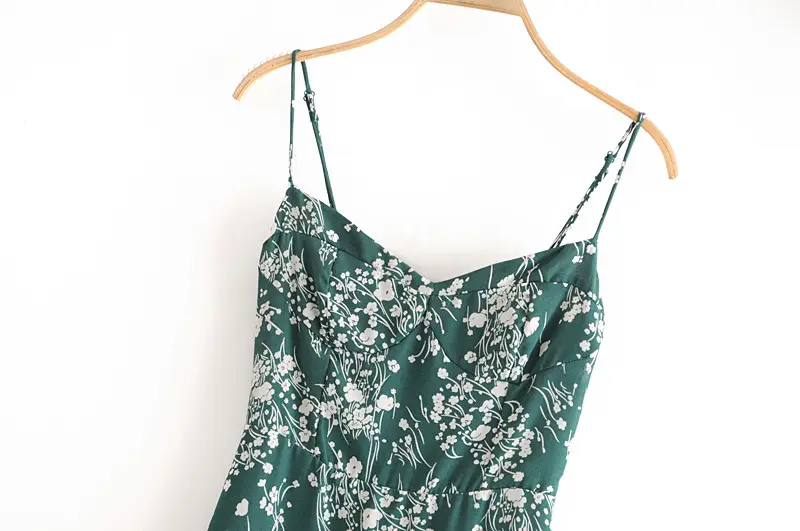 Green Floral Ruffled Dress for Women Spring New - Image 3